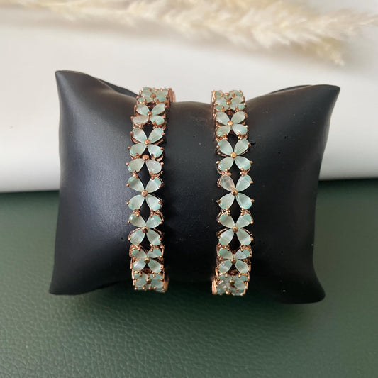 Rhodium Plated Mint Bangle: American Diamond Cubic Zirconia Bracelet