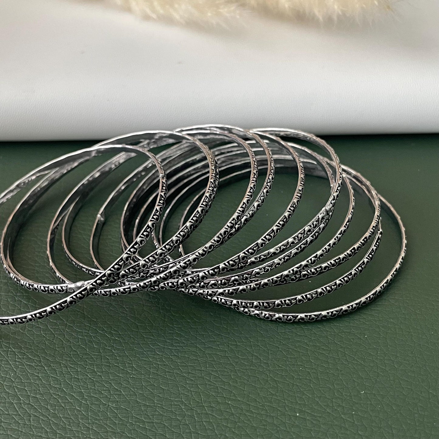 Nysaa Oxidised metal bangles set of 12 size 2.6