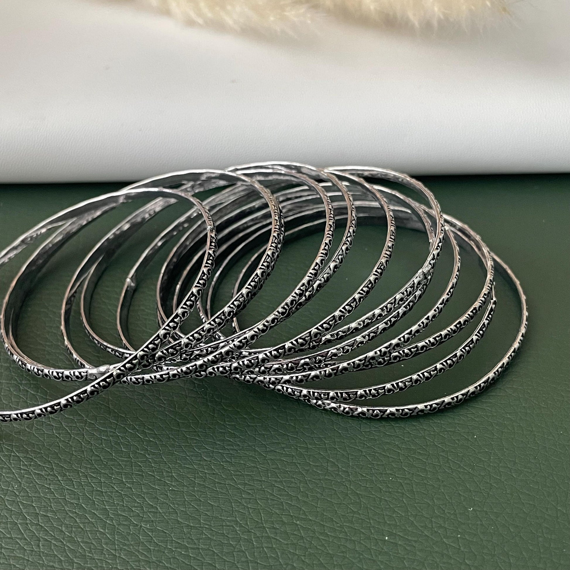 Nysaa Oxidised metal bangles set of 12 size 2.6