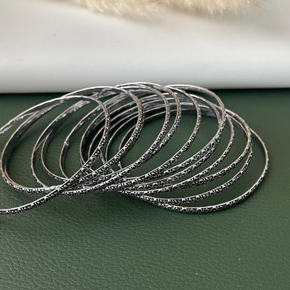 Nysaa Oxidised metal bangles set of 12 size 2.6