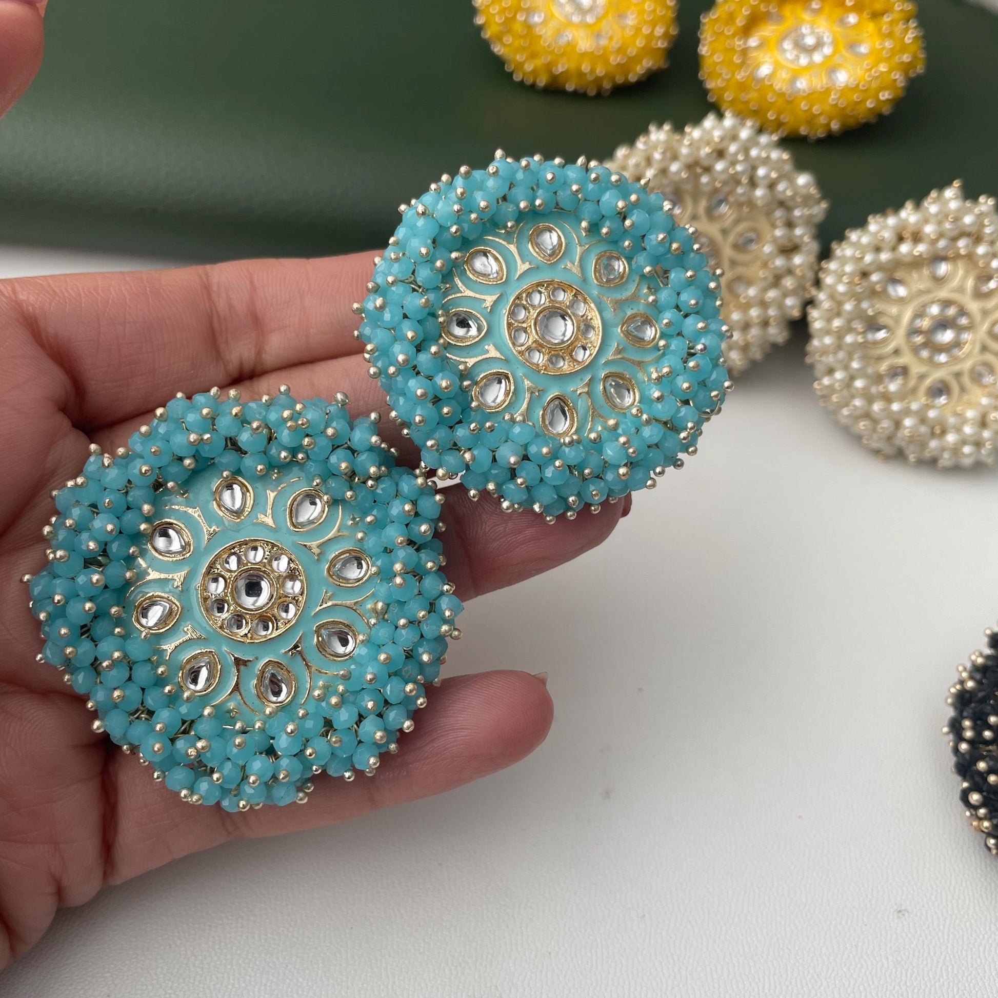 Minakar and colorful beads big tops or stud earrings