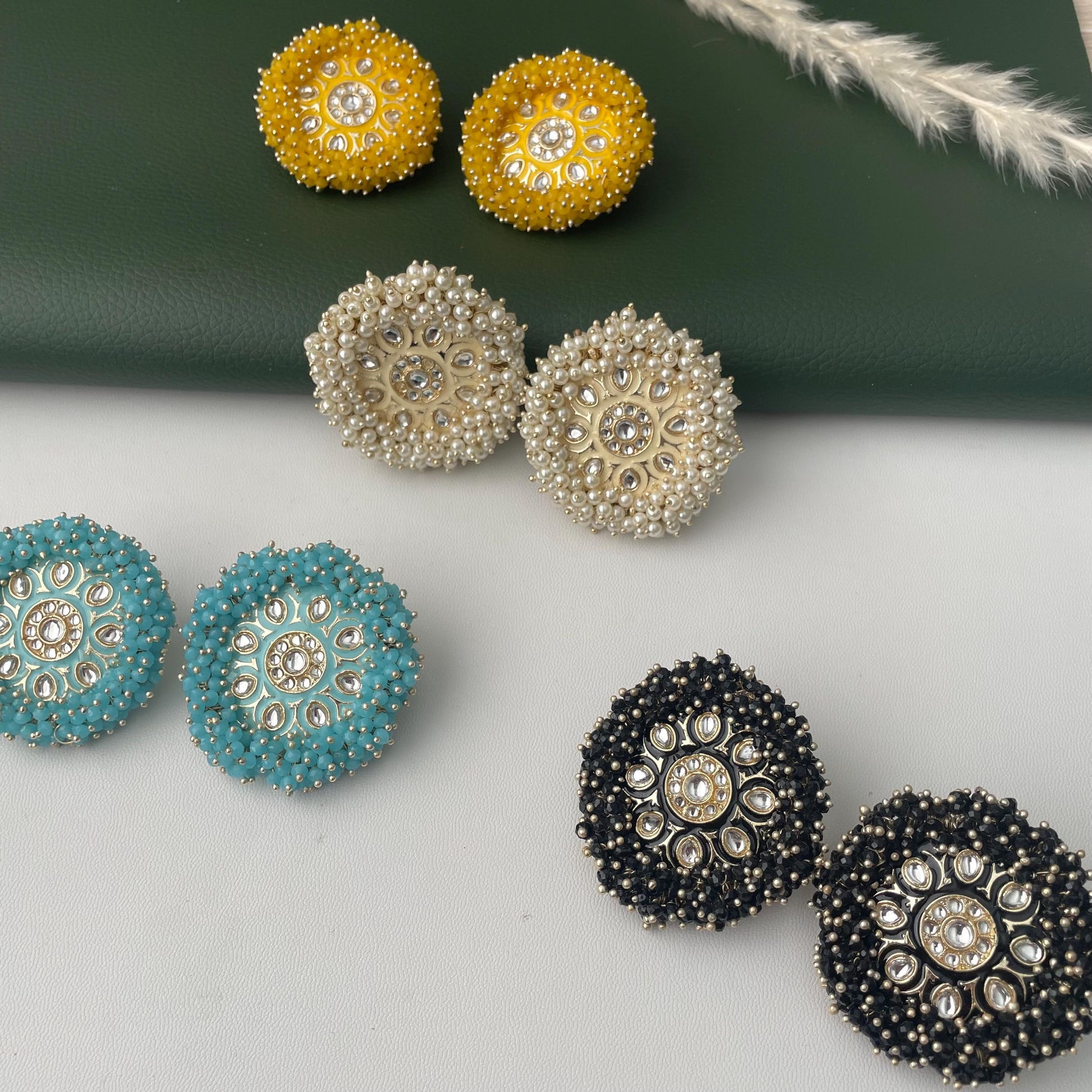 Minakar and colorful beads big tops or stud earrings