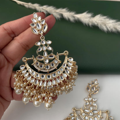 Kundan Pearl Jhumka Earrings: party wear big earrings
