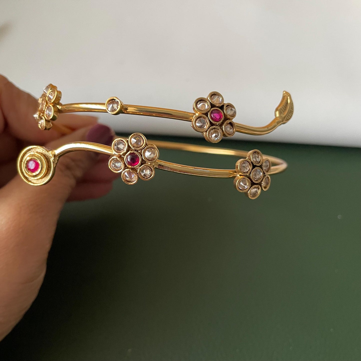 Ruby and white stone gold plated bajuband. High quality easy to wear and adjustable