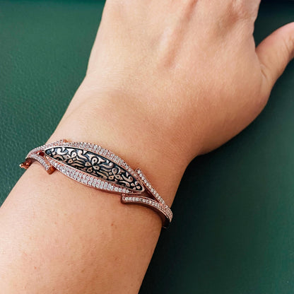 Cubic zirconia gold plated peacock bracelet