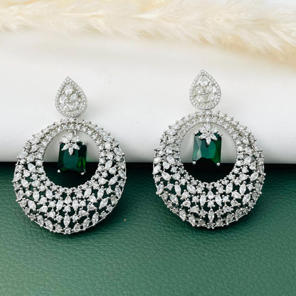 Dangle Cubic Zirconia Earrings: Emerald or Diamond, Party Jewelry