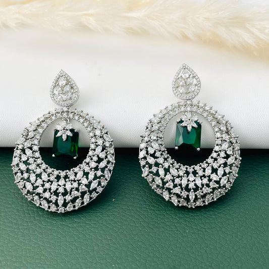 Dangle Cubic Zirconia Earrings: Emerald or Diamond, Party Jewelry