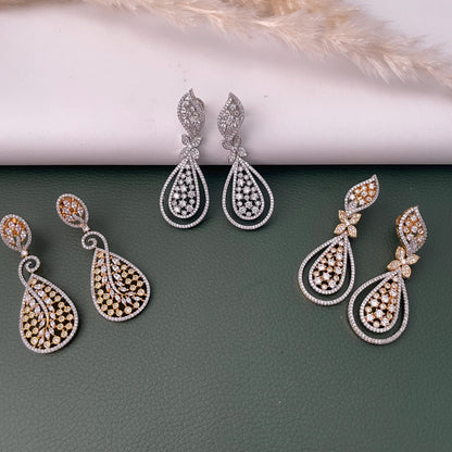 Cubic Zirconia Dangle Earrings: Indian Bollywood Jhumke Style