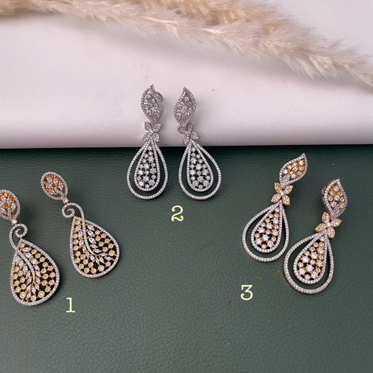 Cubic Zirconia Dangle Earrings: Indian Bollywood Jhumke Style