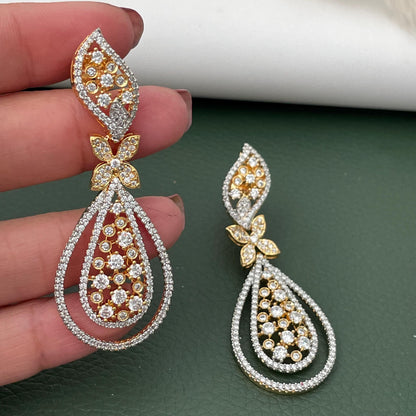 Cubic Zirconia Dangle Earrings: Indian Bollywood Jhumke Style