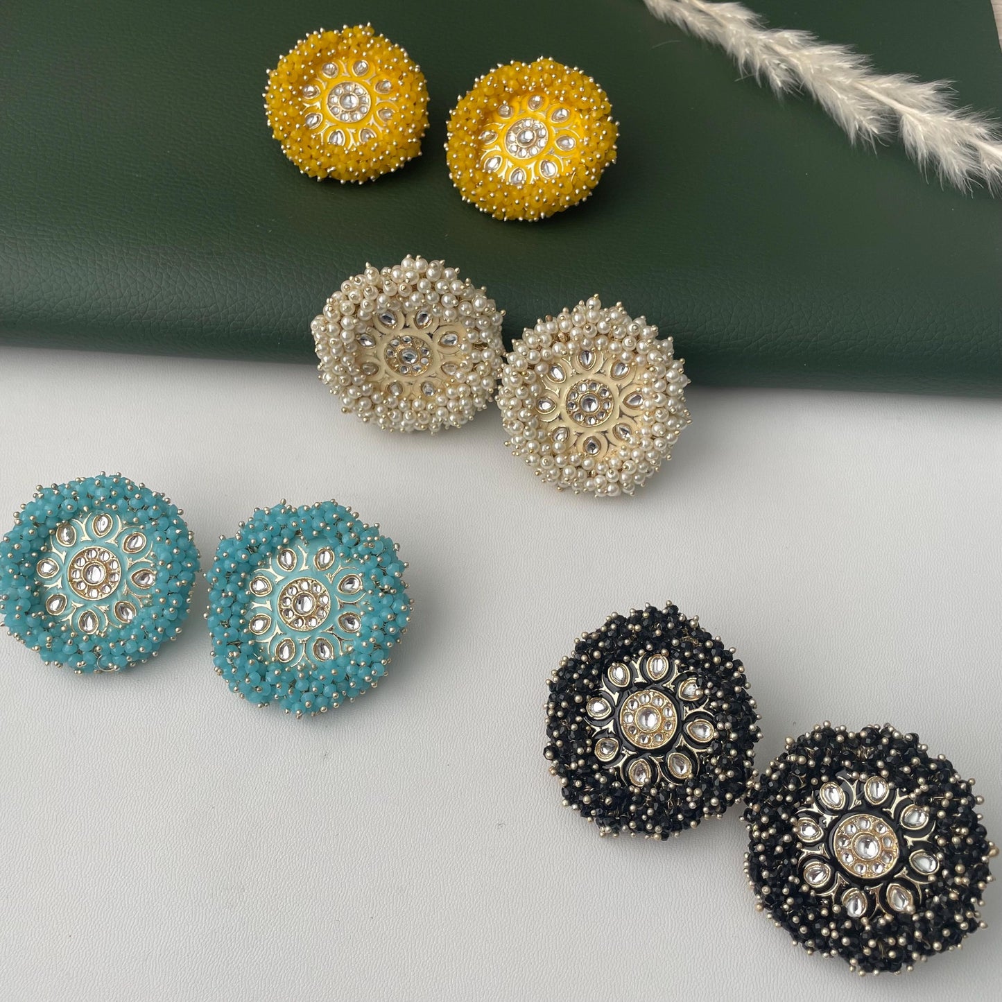 Minakar and colorful beads big tops or stud earrings