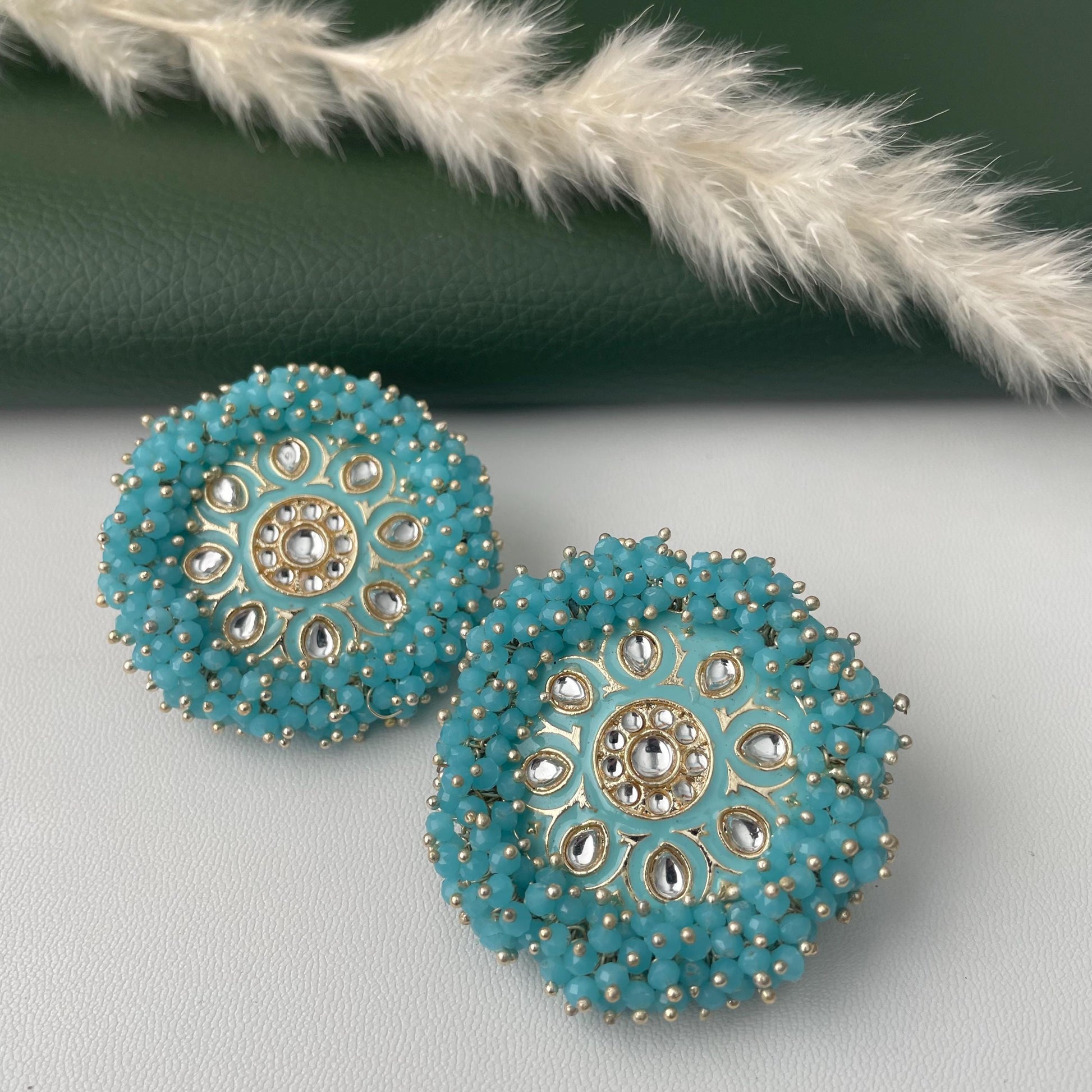 Minakar and colorful beads big tops or stud earrings