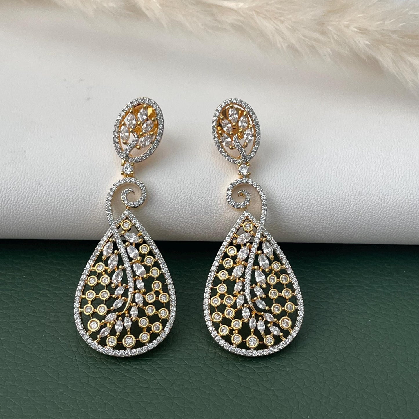 Cubic zirconia beautiful dangle earrings  Indian jhumka earrings