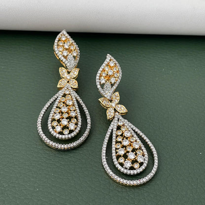 Cubic Zirconia Dangle Earrings: Indian Bollywood Jhumke Style