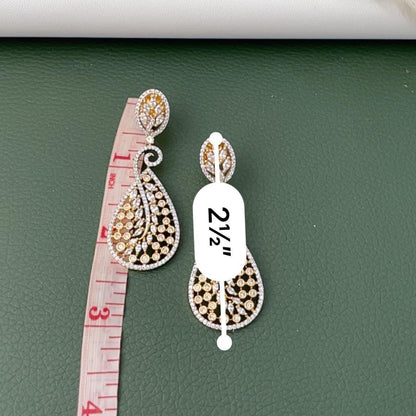 Cubic Zirconia Dangle Earrings: Indian Bollywood Jhumke Style
