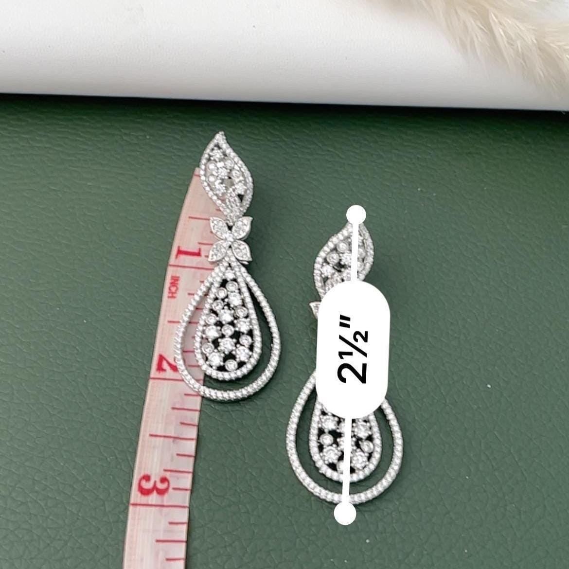 Cubic Zirconia Dangle Earrings: Indian Bollywood Jhumke Style