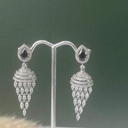Cubic Zirconia Jhumki Earrings: Indian Bollywood Style, Gold Plated Hoops