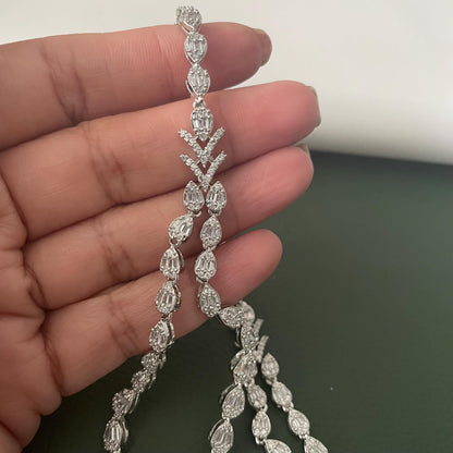 Cubic Zirconia Bridal Necklace Set: Rhodium Plated, Elegant Jewelry