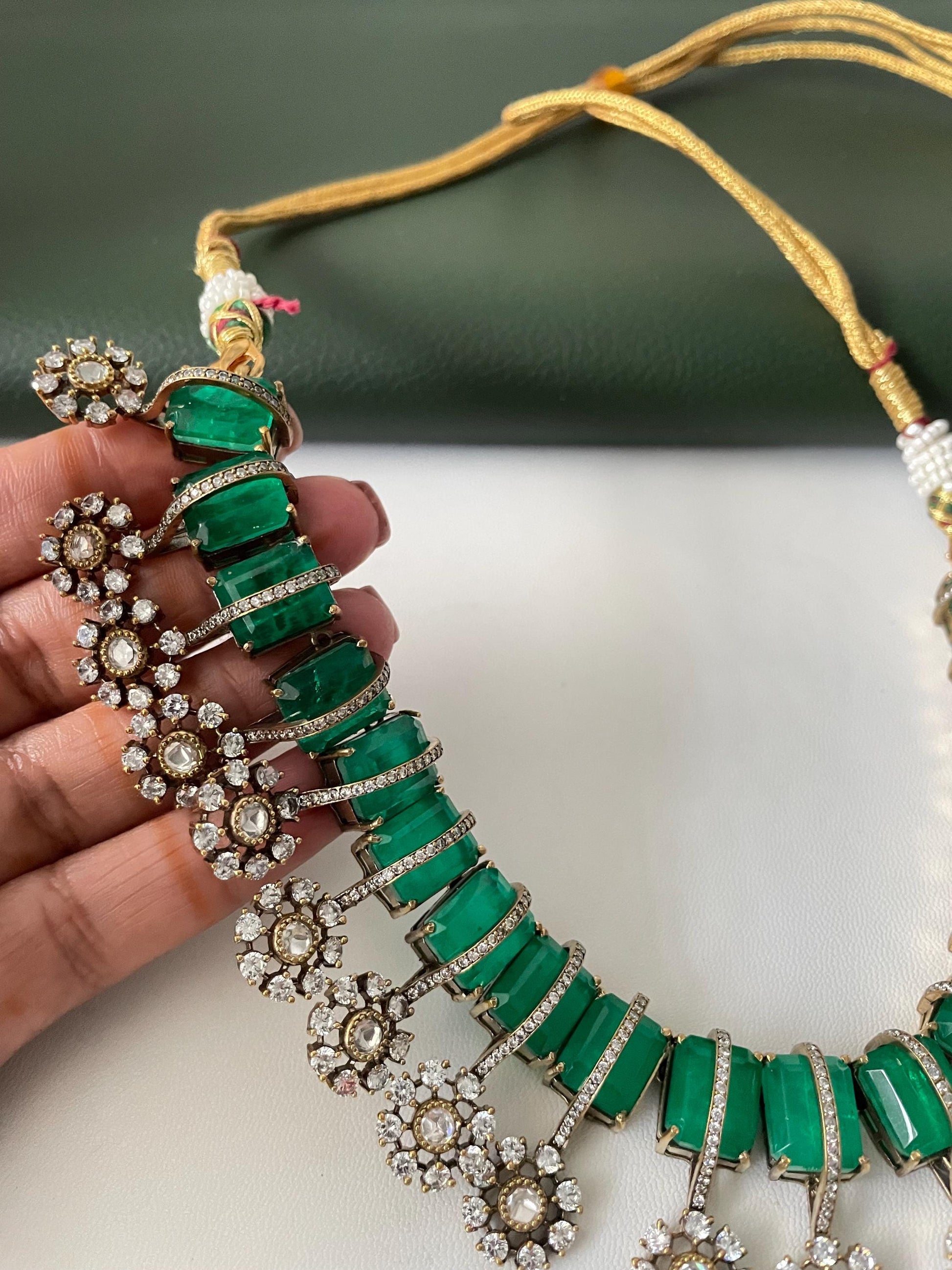 Nysaa gold plated kundan CZ pendant trendy hasli with earrings