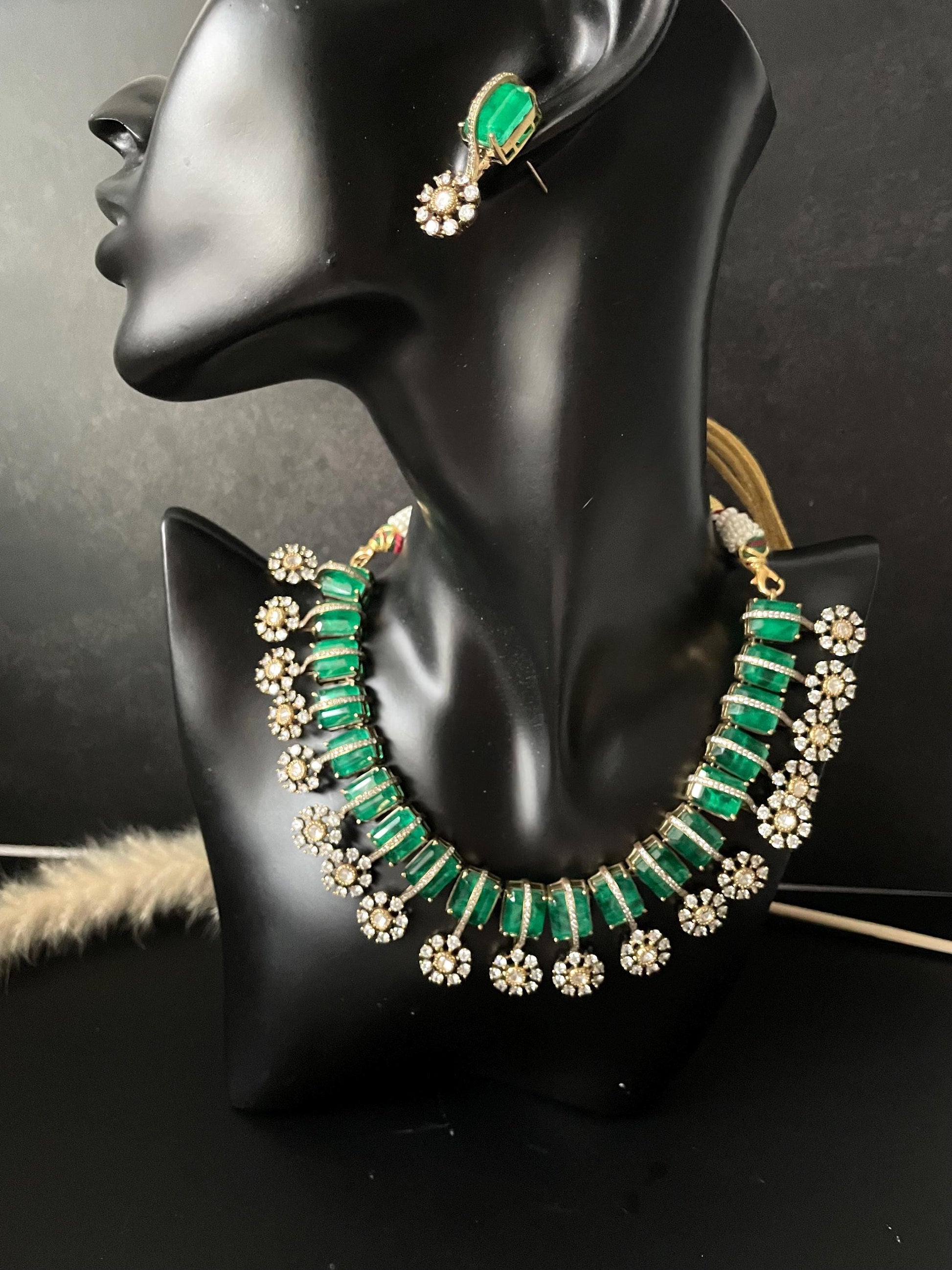 Nysaa gold plated kundan CZ pendant trendy hasli with earrings