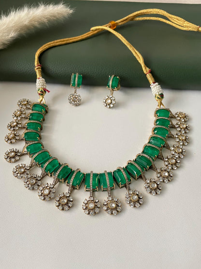 Nysaa gold plated kundan CZ pendant trendy hasli with earrings