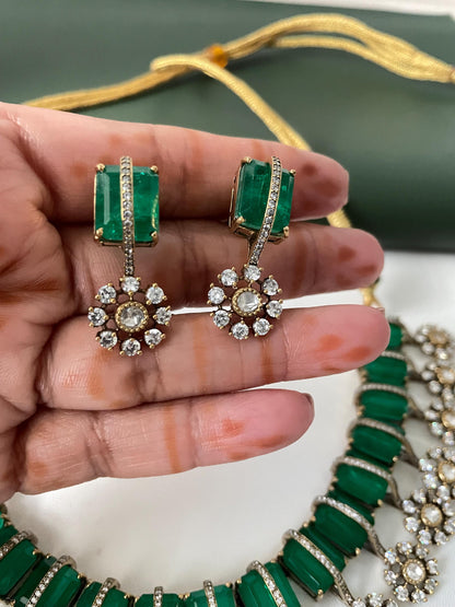 Nysaa gold plated kundan CZ pendant trendy hasli with earrings