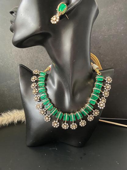 Nysaa gold plated kundan CZ pendant trendy hasli with earrings