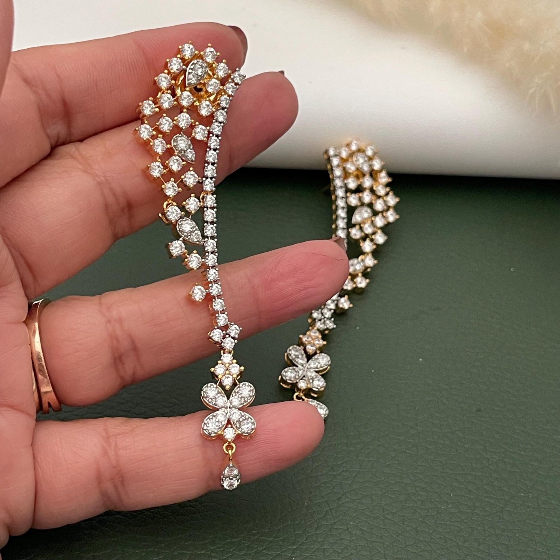 Cubic Zirconia trendy Dangle Earrings: Indian Bollywood Style