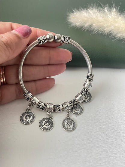 Oxidized charm bracelet
