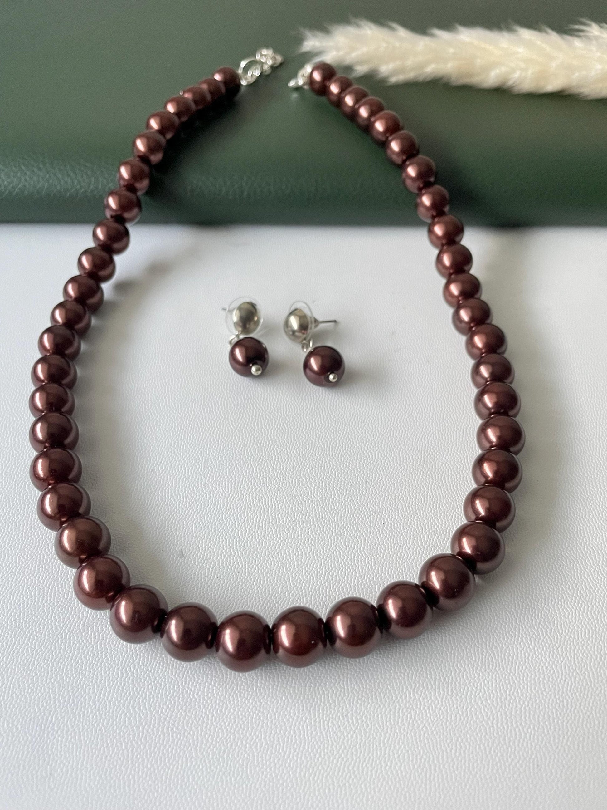 Ivory Pearl Necklace Set: Three-Strand Faux Pearl, 18 Inch