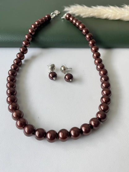 Ivory Pearl Necklace Set: Three-Strand Faux Pearl, 18 Inch