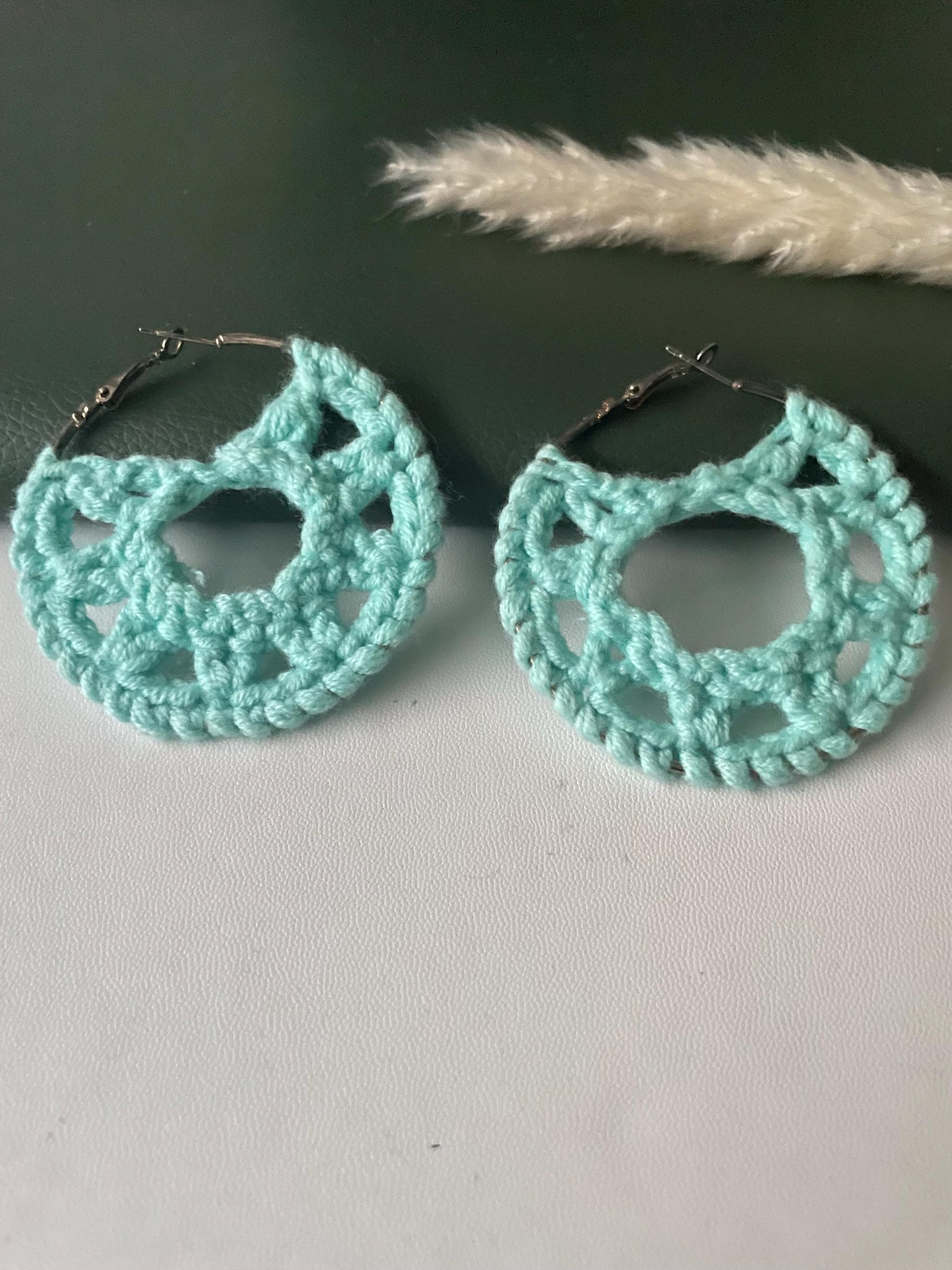 Handmade crochet hoops earrings