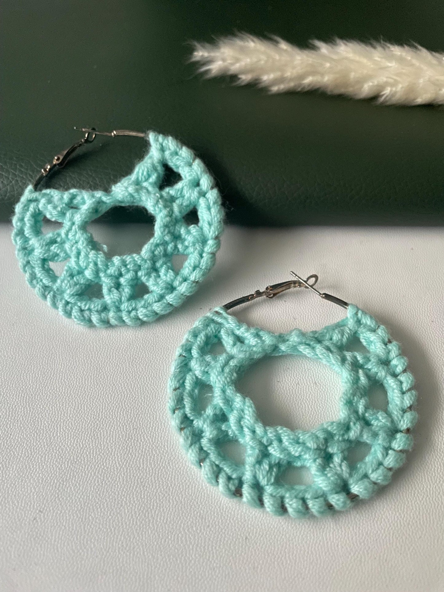 Handmade crochet hoops earrings