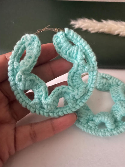 Handmade crochet hoops earrings
