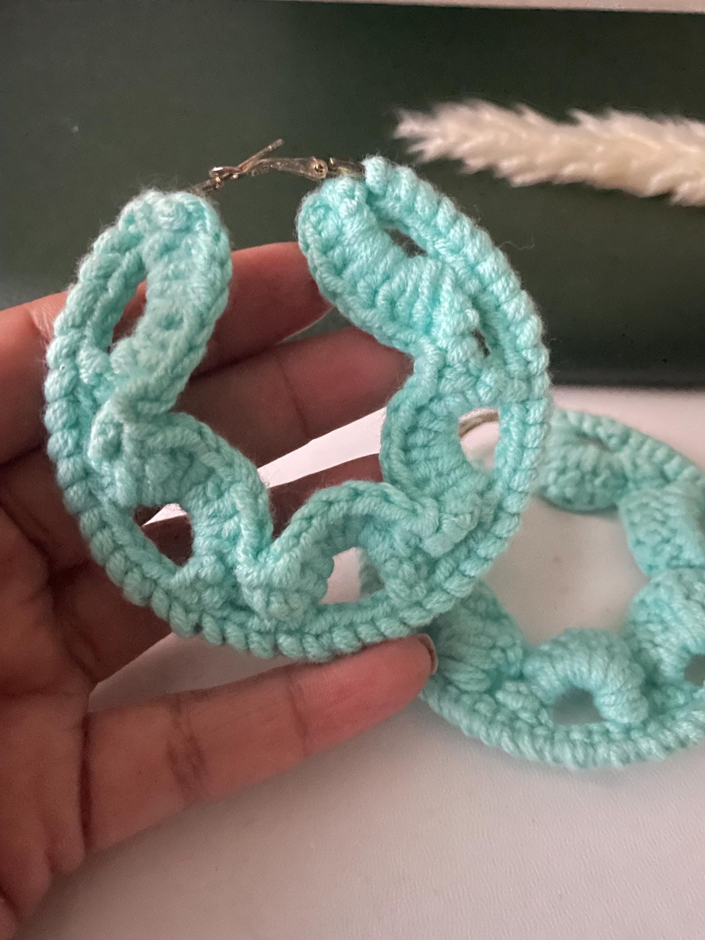 Handmade crochet hoops earrings