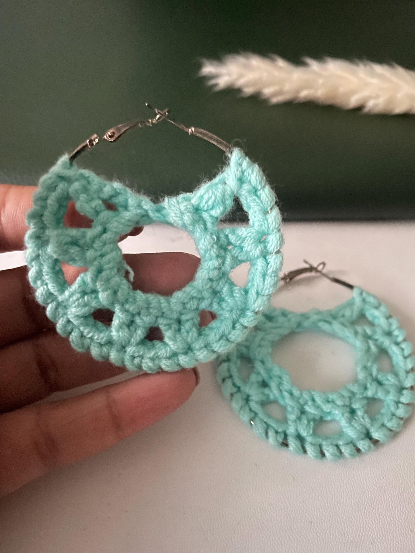 Handmade crochet hoops earrings