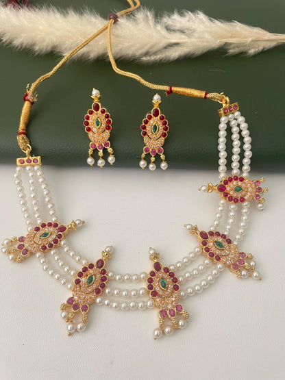 Maharashtrian pearl chinchpeti pearl choker
