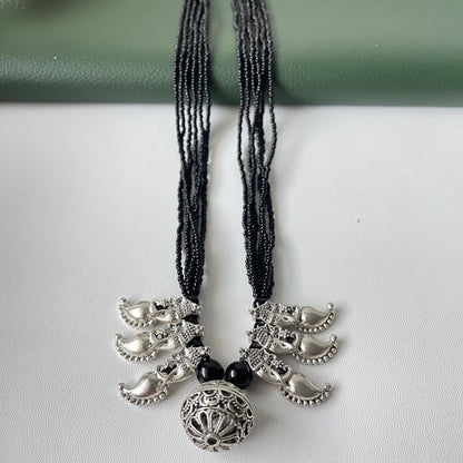 Oxidized Mangalsutra Necklace | Indian Black Beads, Long Pendant
