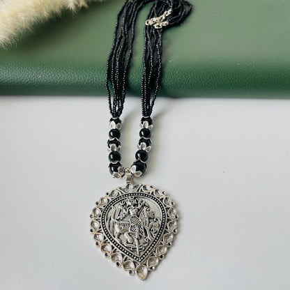 Oxidized Mangalsutra Necklace | Indian Black Beads, Long Pendant