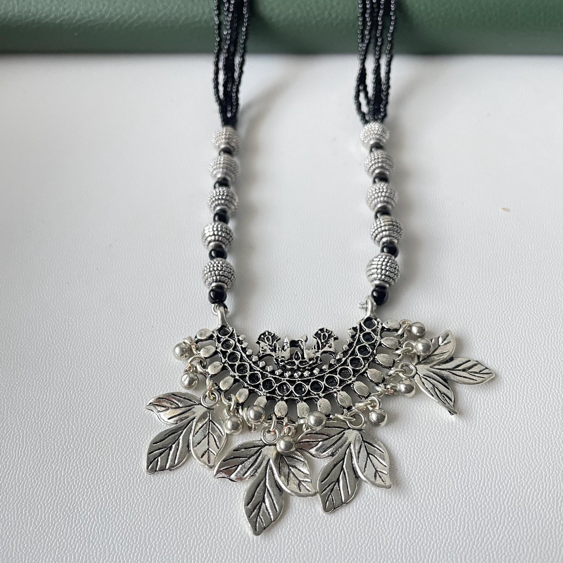 Oxidized Mangalsutra Necklace | Indian Black Beads, Long Pendant