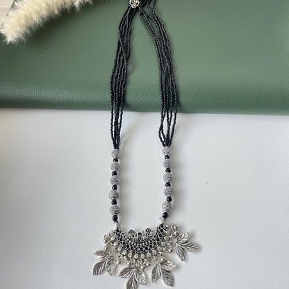 Oxidized Mangalsutra Necklace | Indian Black Beads, Long Pendant