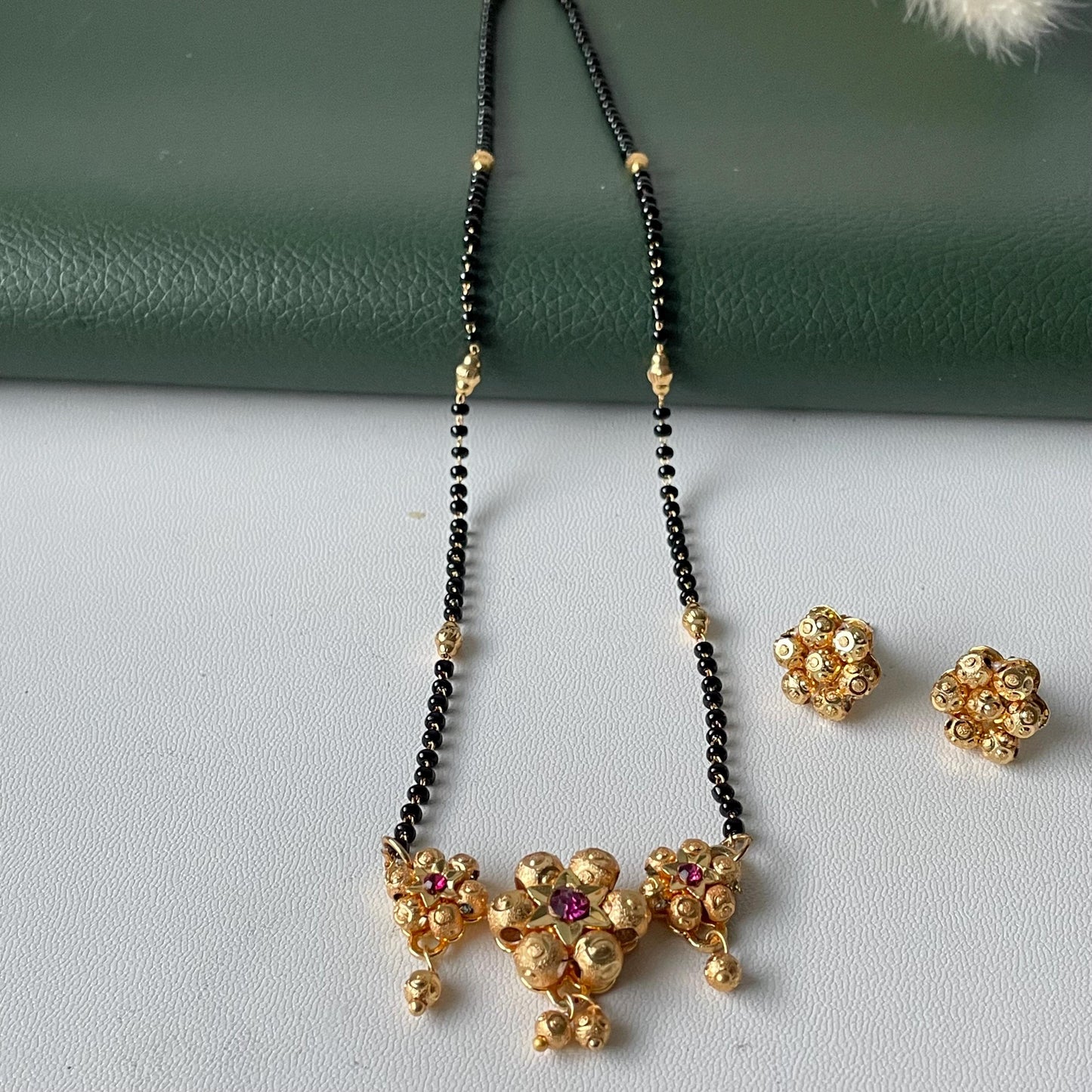Traditional Maharashtrian kudi black beads mangalsutra