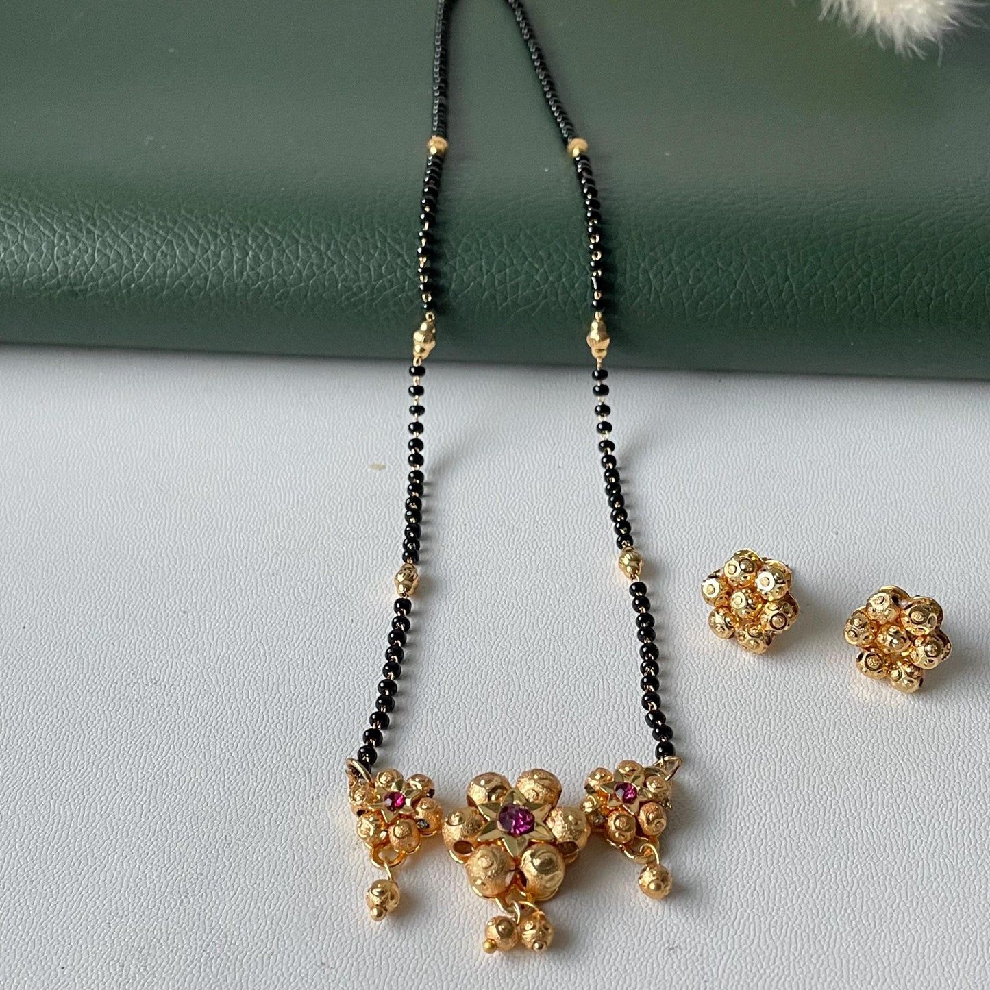 Traditional Maharashtrian kudi black beads mangalsutra