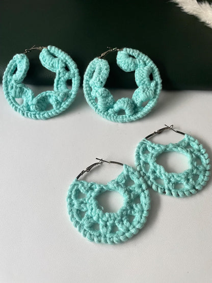 Handmade crochet hoops earrings