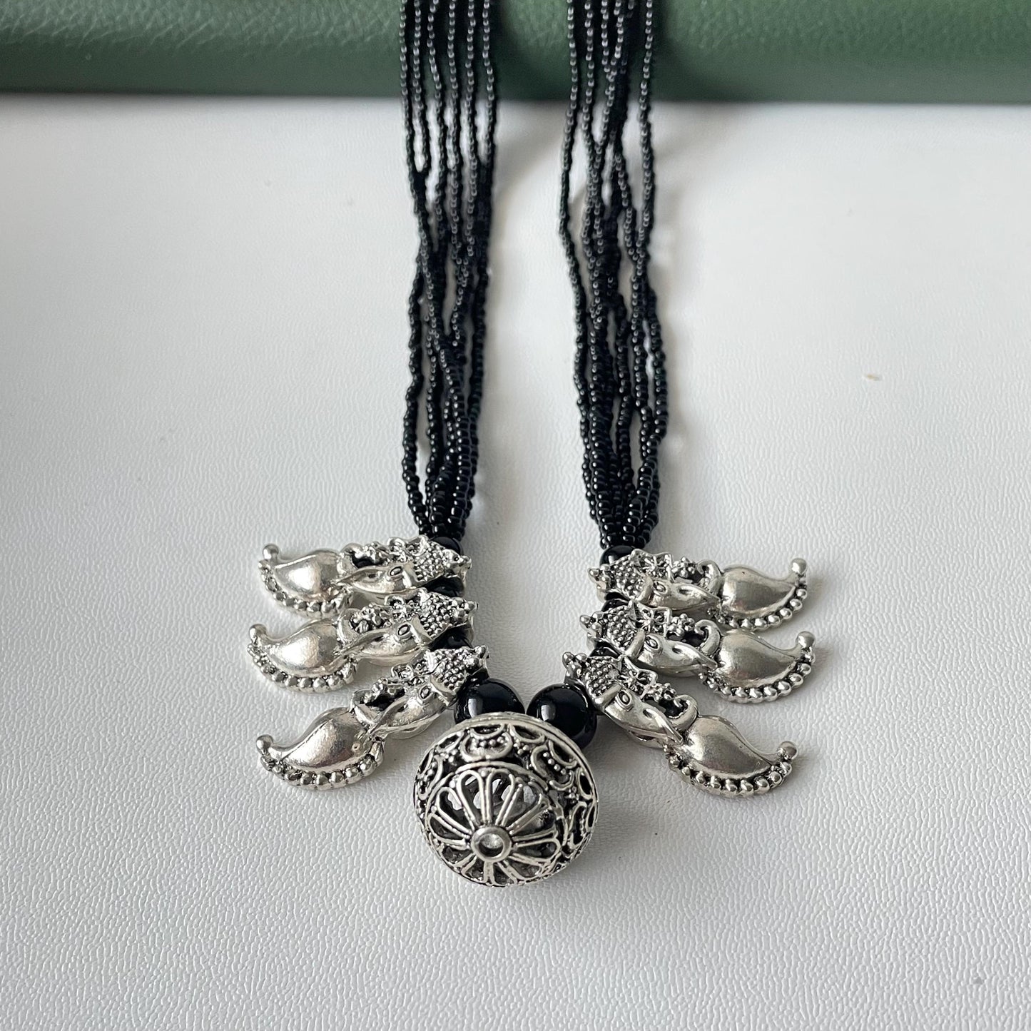 Oxidized Mangalsutra Necklace | Indian Black Beads, Long Pendant
