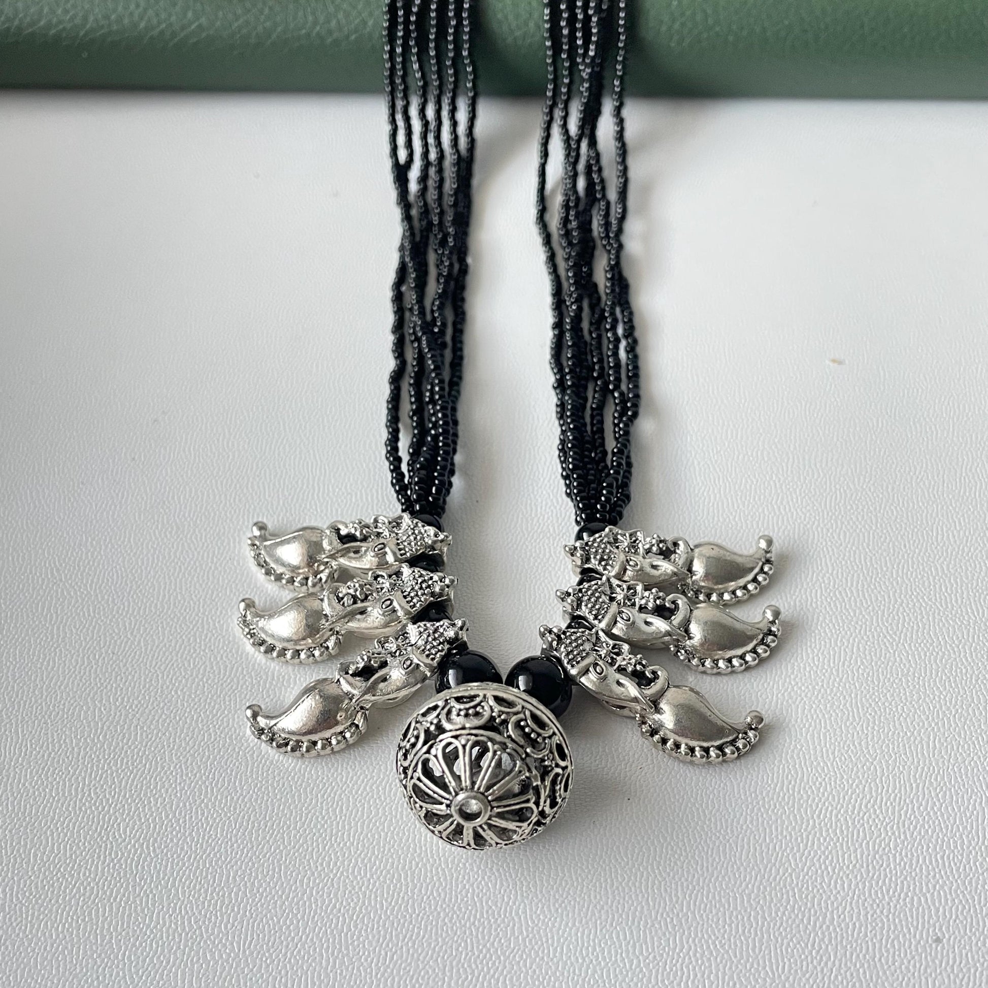 Oxidized Mangalsutra Necklace | Indian Black Beads, Long Pendant