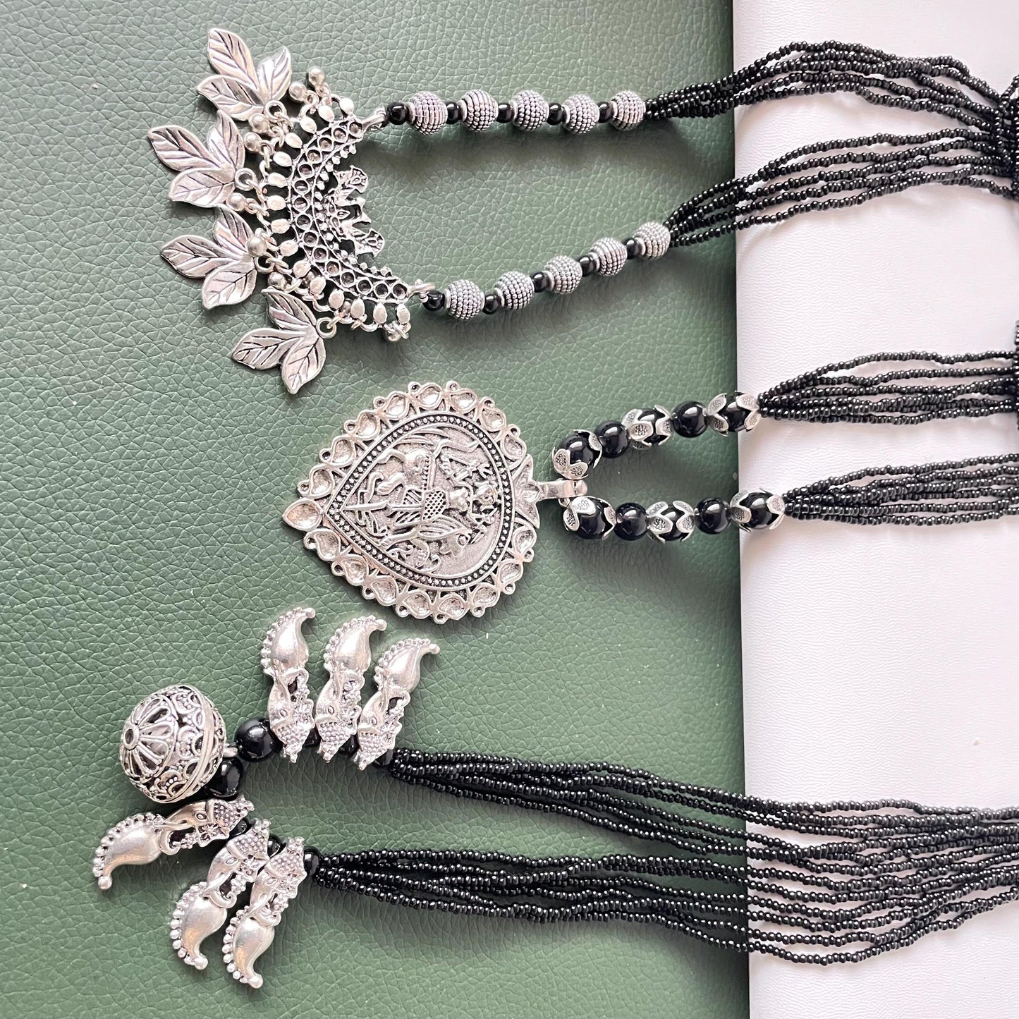 Oxidized Mangalsutra Necklace | Indian Black Beads, Long Pendant