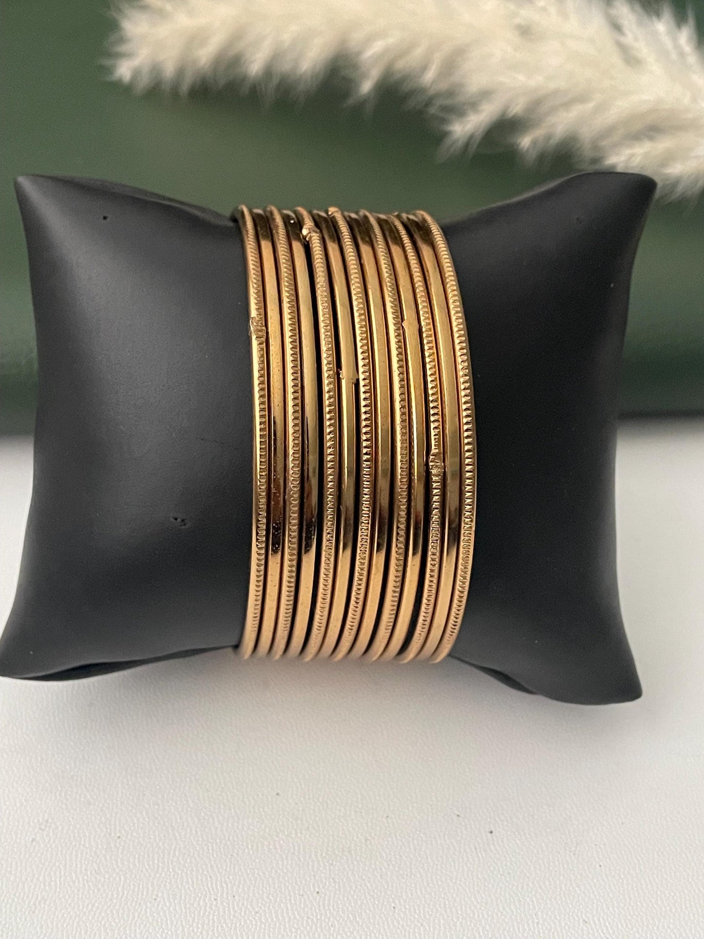 Nysaa Oxidised metal and gold metal bangles : set of 12 thin babgles