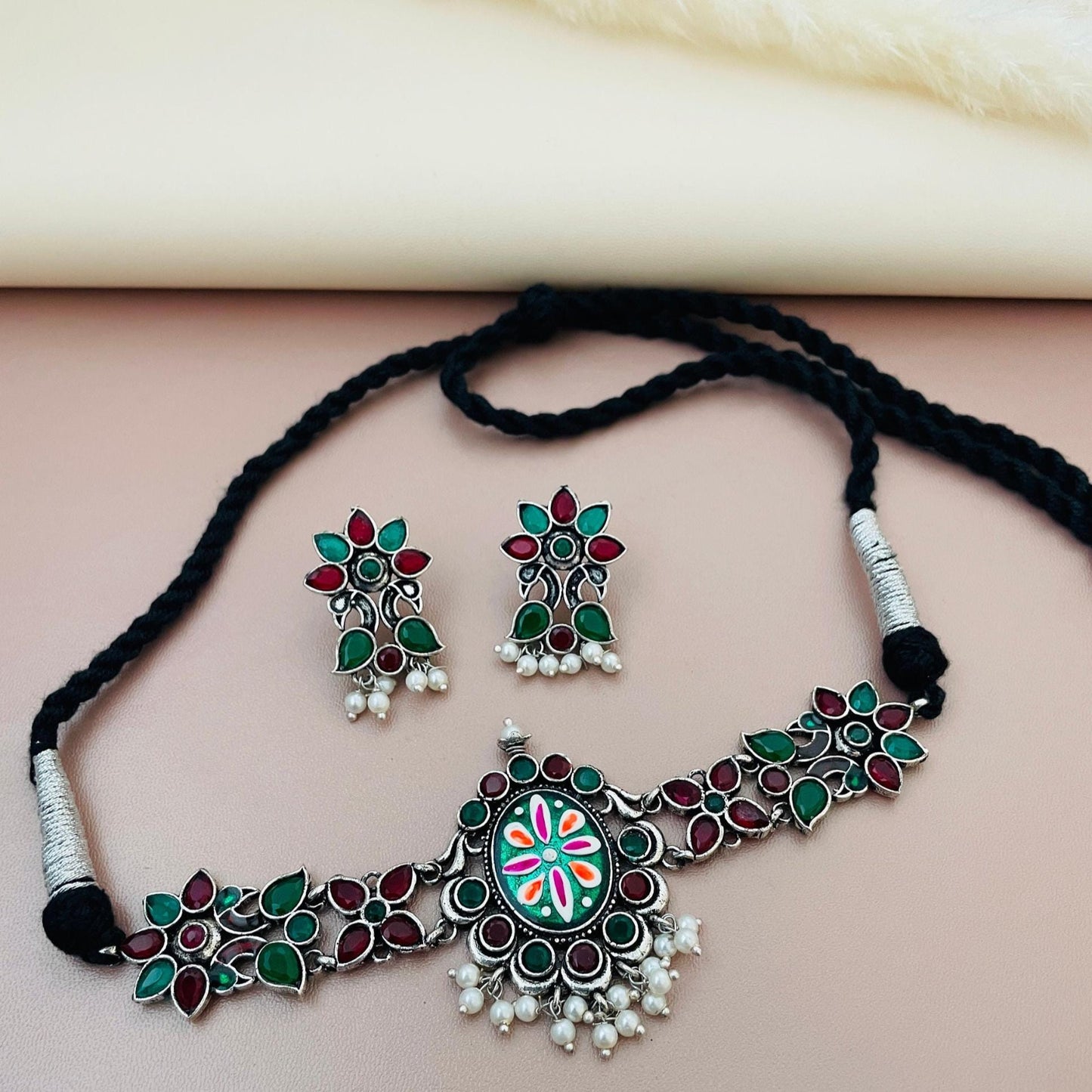 Colorful Oxidised choker sets
