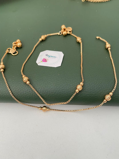 Gold Plated Anklets: Delicate Design Payal